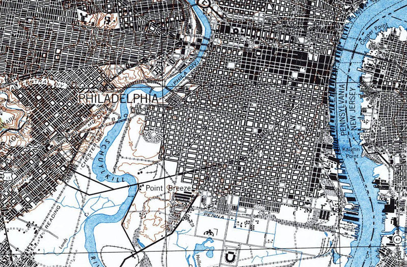 Philadelphia, PA 1943 USGS Map - Muir Way - Vintage Map