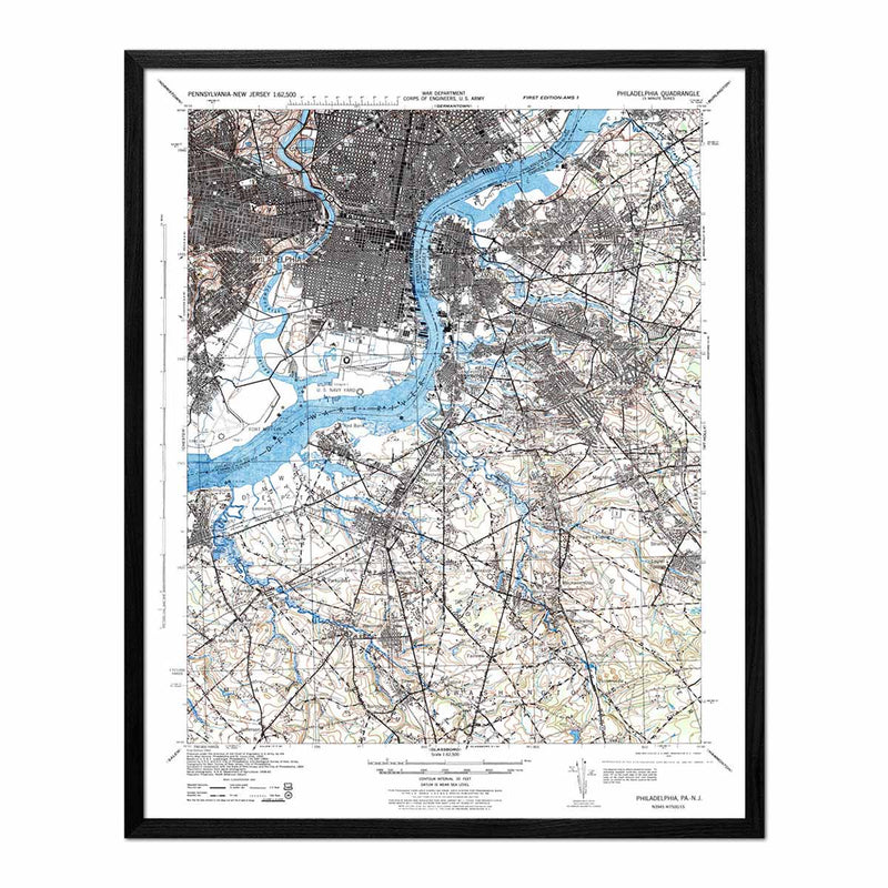 Philadelphia, PA 1943 USGS Map - Muir Way - Vintage Map