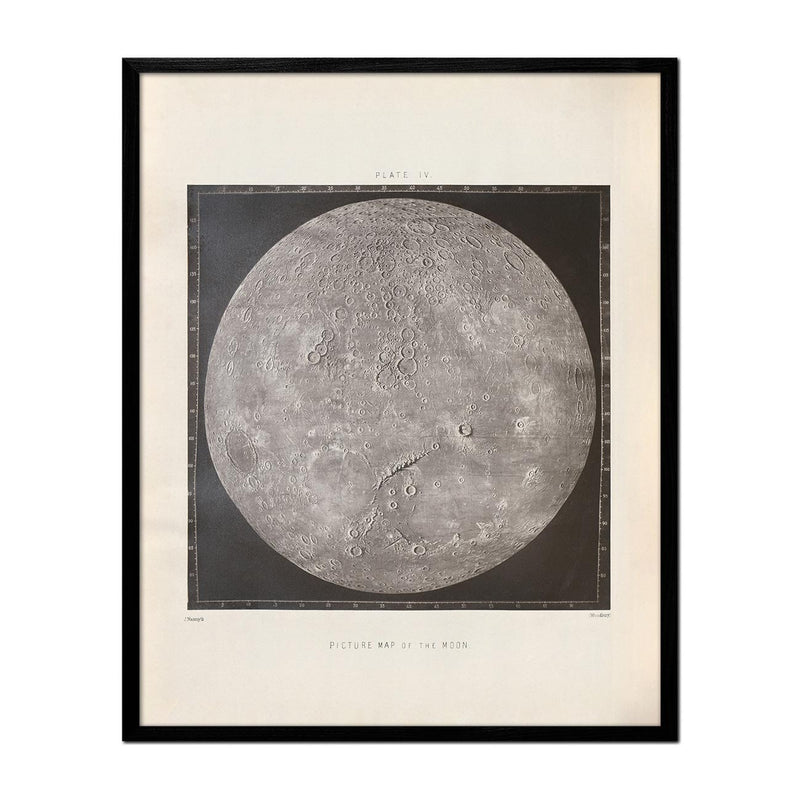 1874 Picture Map of the Moon Print - Muir Way - Astronomy