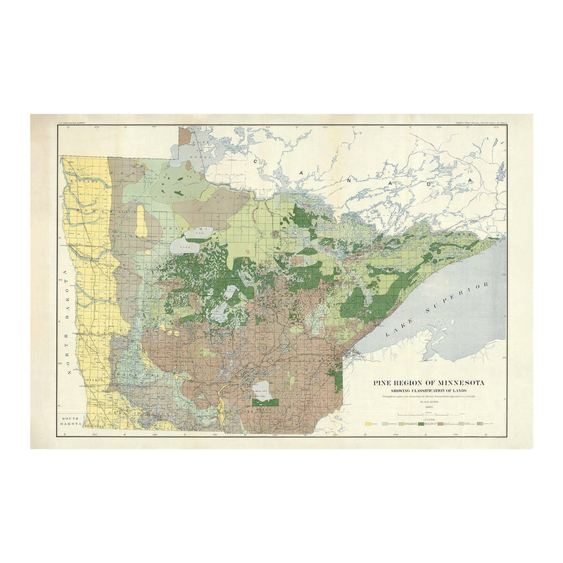Pine Region of Minnesota 1899 Map - Muir Way - Vintage Map