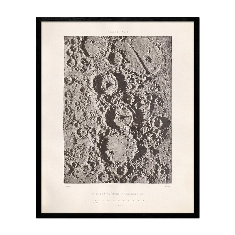 1874 Ptolemy, Alphons, and Arzachael Lunar Craters Print - Muir Way - Astronomy
