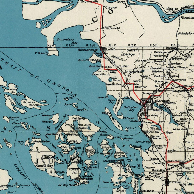 Puget Sound Map - Country Map 1919 - Muir Way - Vintage Map