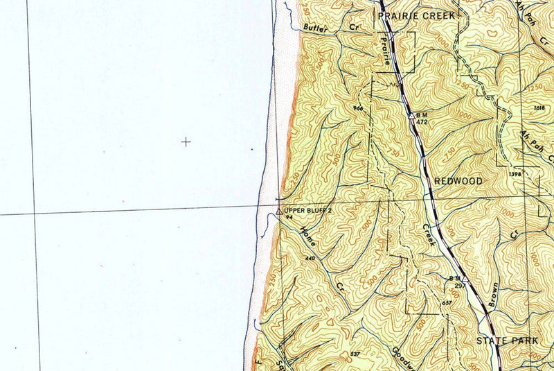 Redwood National Park 1945 USGS Map - Muir Way - Vintage Map