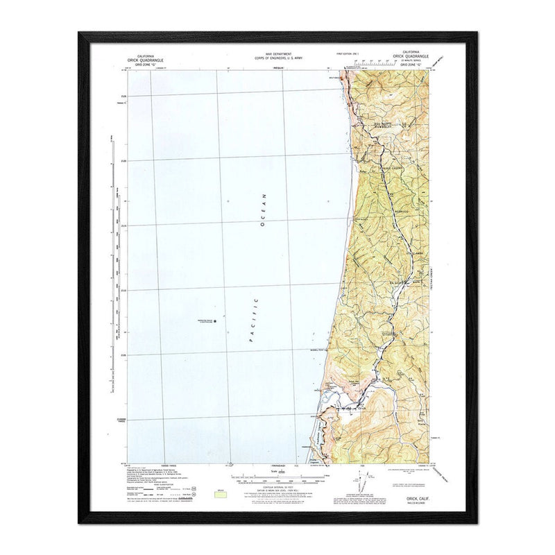 Redwood National Park 1945 USGS Map - Muir Way - Vintage Map
