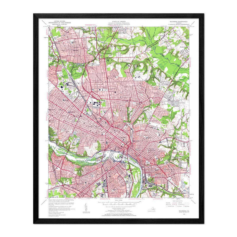Richmond, VA 1956 USGS Map - Muir Way - Vintage Map