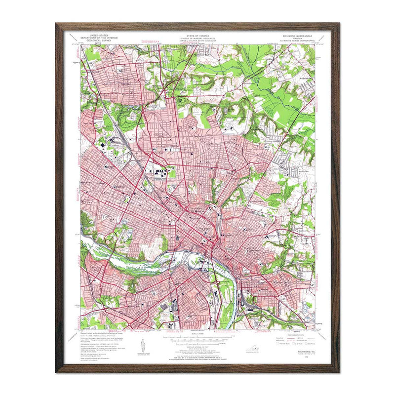 Richmond, VA 1956 USGS Map - Muir Way - Vintage Map