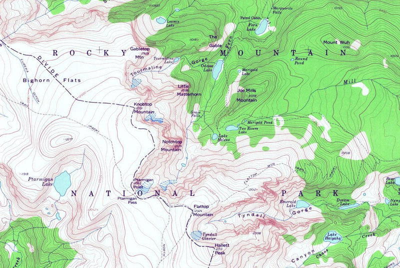 Rocky Mountain National Park 1957 USGS Map - Muir Way - Vintage Map