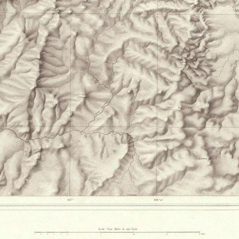 Rocky Mountains 1876 Topographic Map - Muir Way - Vintage Map