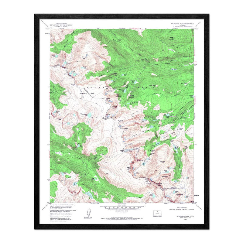 Rocky Mountain National Park 1957 USGS Map - Muir Way - Vintage Map