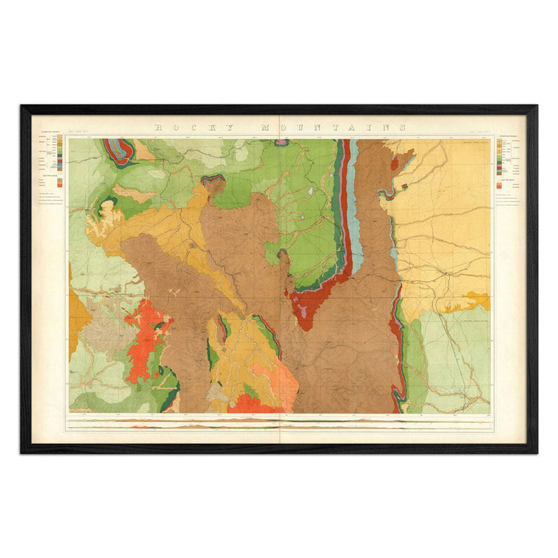 Rocky Mountains 1876 Geological Map - Muir Way - Vintage Map