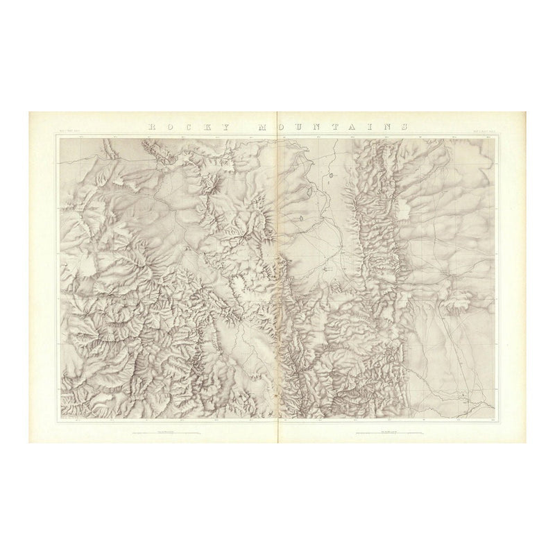 Rocky Mountains 1876 Topographic Map - Muir Way - Vintage Map