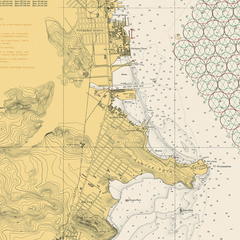 San Francisco Bay Navigational Chart 1941 - Muir Way - Vintage Map