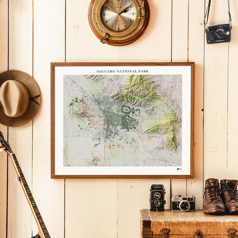 Saguaro Shaded Relief Map - Muir Way - Relief Series