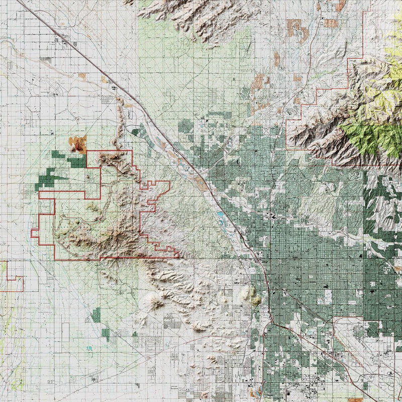 Saguaro Shaded Relief Map - Muir Way - Relief Series