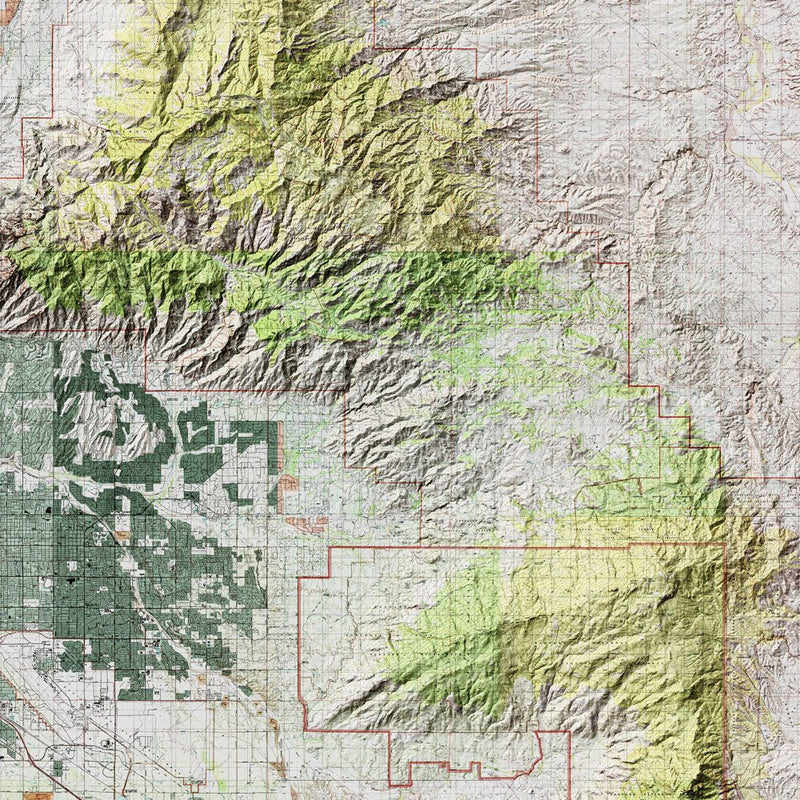 Saguaro Shaded Relief Map - Muir Way - Relief Series
