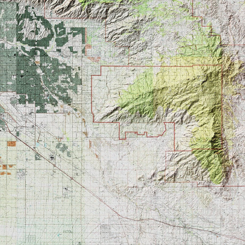 Saguaro Shaded Relief Map - Muir Way - Relief Series