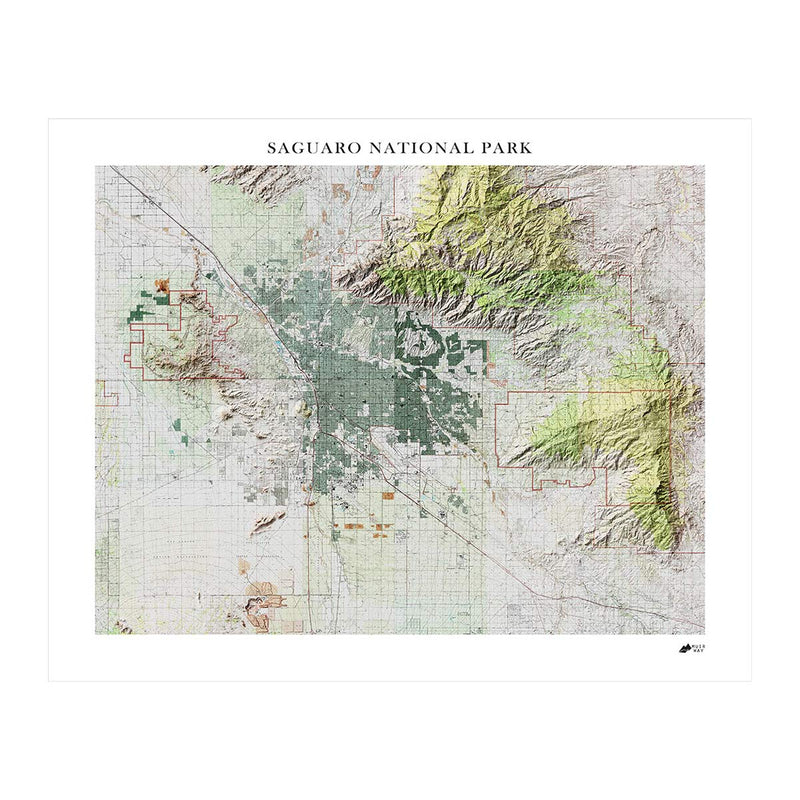 Saguaro Shaded Relief Map - Muir Way - Relief Series
