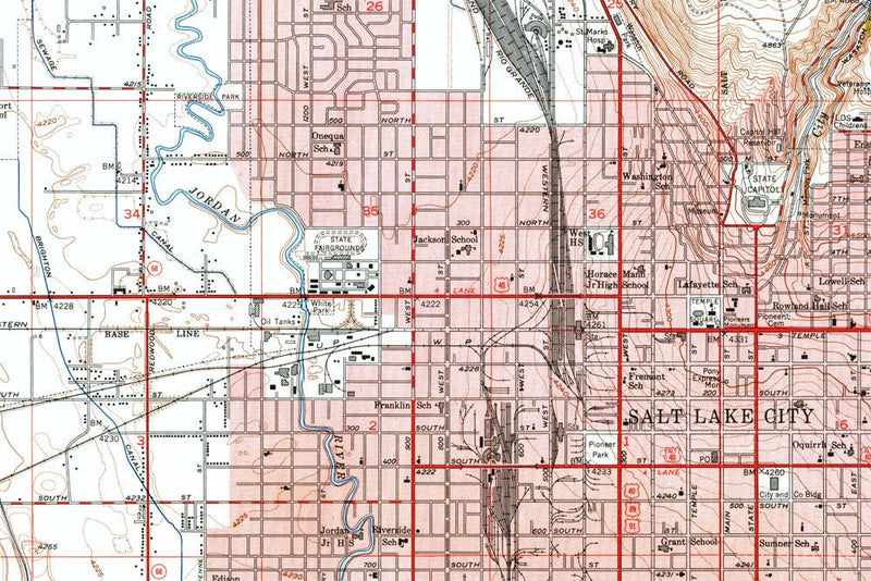Salt Lake City, UT 1953 USGS Map - Muir Way - Vintage Map