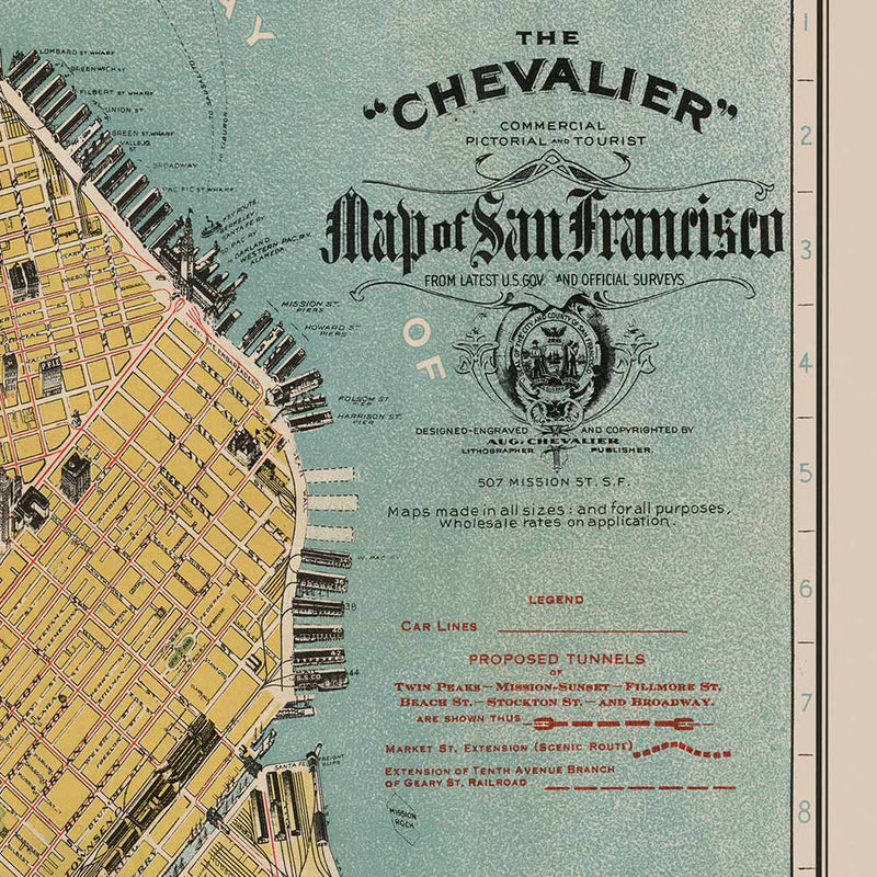 San Francisco Chevalier Map 1915 - Muir Way - Vintage Map