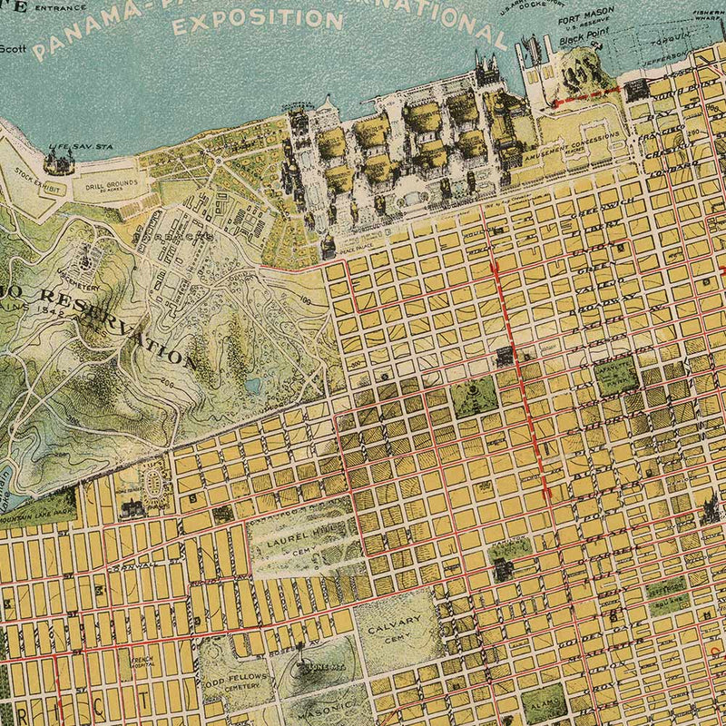 San Francisco Chevalier Map 1915 - Muir Way - Vintage Map