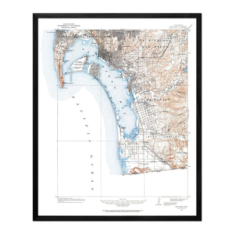 San Diego, CA 1930 USGS Map - Muir Way - Vintage Map