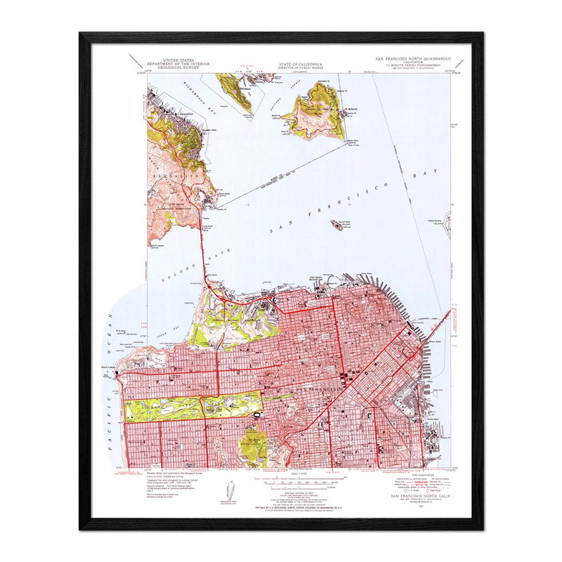 San Francisco, CA 1955 USGS Map - Muir Way - Vintage Map