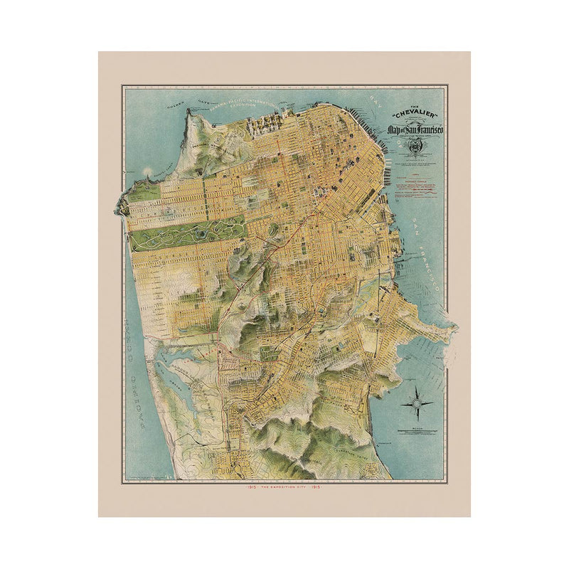San Francisco Chevalier Map 1915 - Muir Way - Vintage Map
