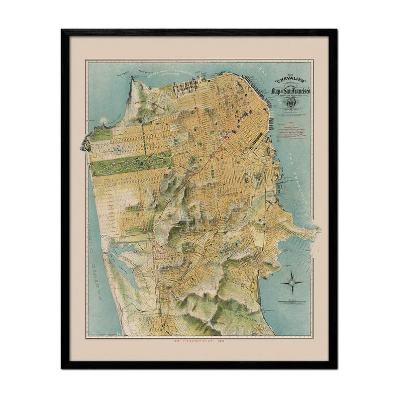 San Francisco Chevalier Map 1915 - Muir Way - Vintage Map