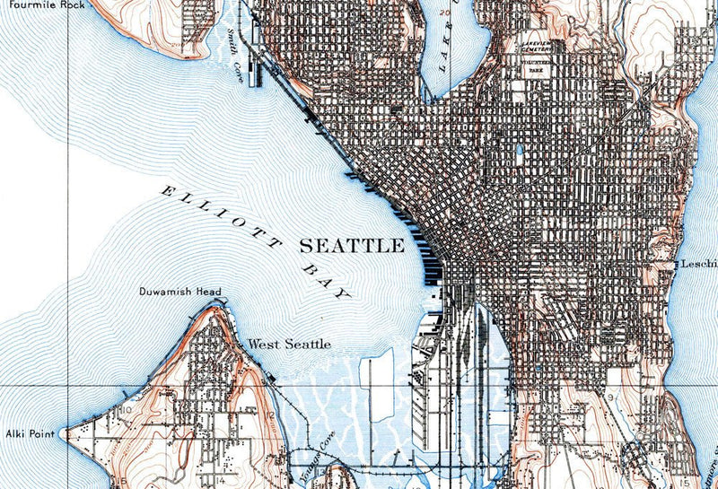 Seattle, WA 1908 USGS Map - Muir Way - Vintage Map