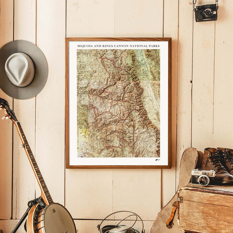Sequoia and Kings Canyon Shaded Relief Map - Muir Way - Relief Series