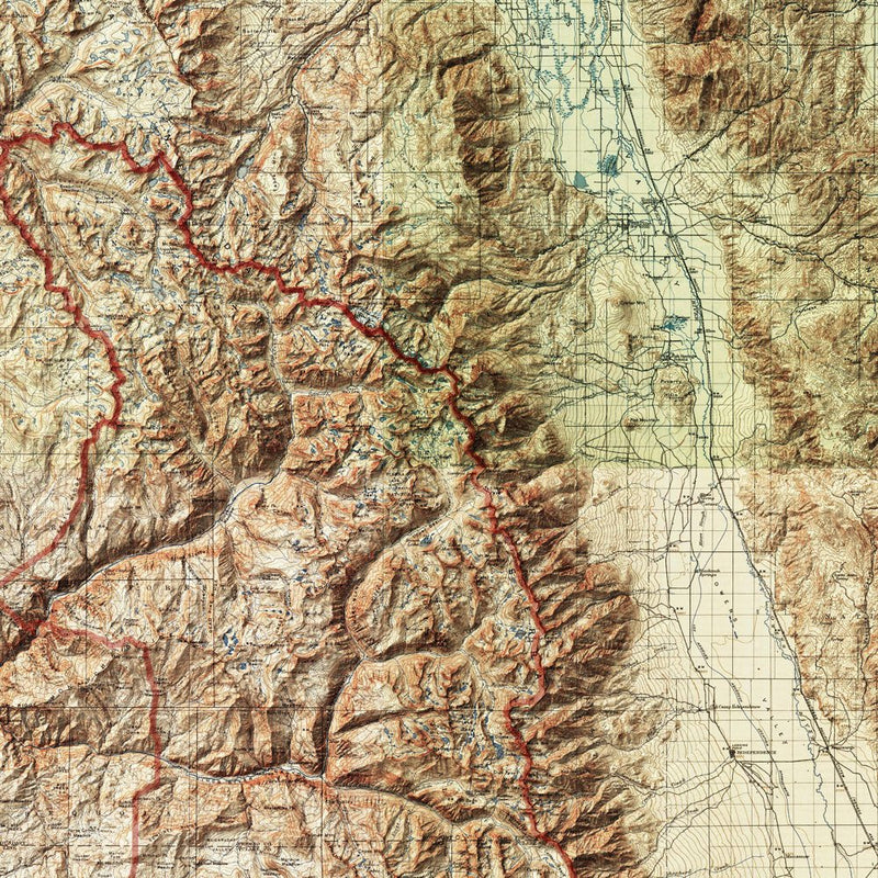 Sequoia and Kings Canyon Shaded Relief Map - Muir Way - Relief Series