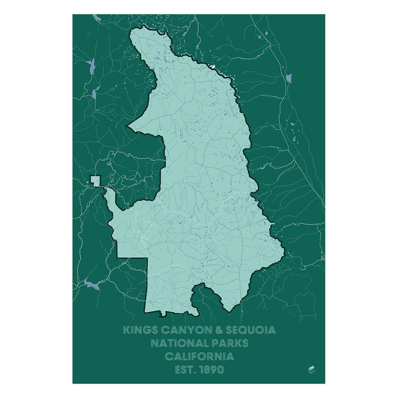 Kings Canyon and Sequoia National Parks Map - Muir Way - National Park