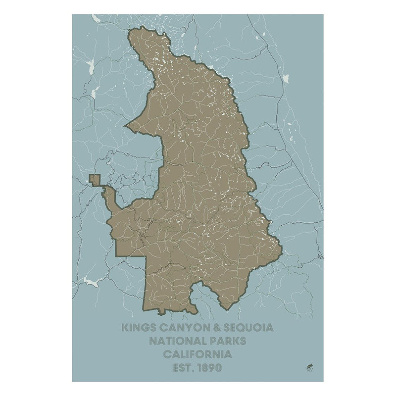 Kings Canyon and Sequoia National Parks Map - Muir Way - National Park