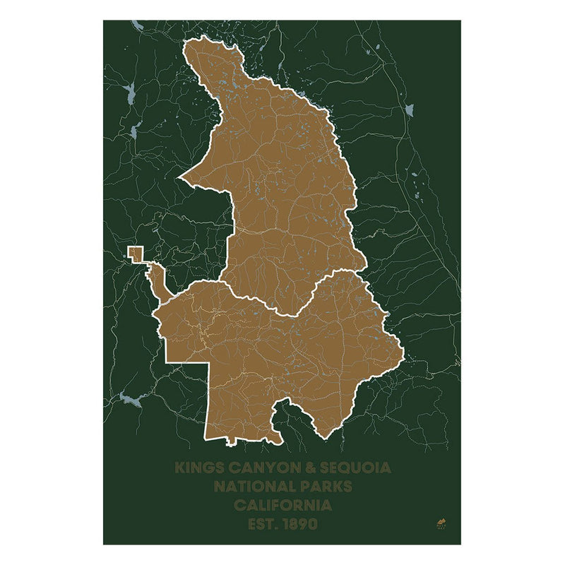 Kings Canyon and Sequoia National Parks Map - Muir Way - National Park
