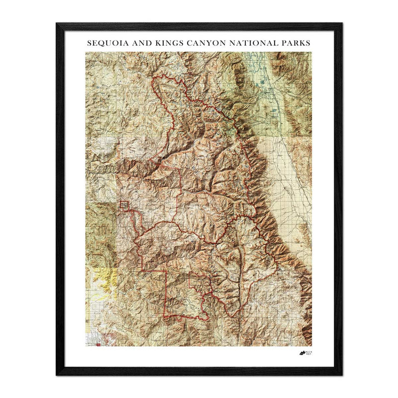 Sequoia and Kings Canyon Shaded Relief Map - Muir Way - Relief Series