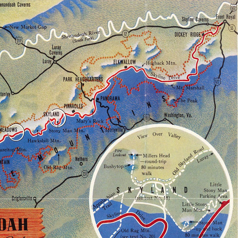 Shenandoah National Park Map 1947 - Muir Way - Vintage Map
