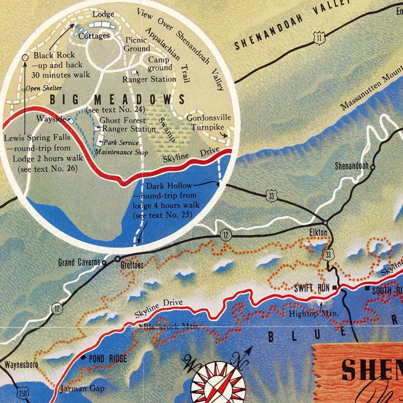 Shenandoah National Park Map 1947 - Muir Way - Vintage Map