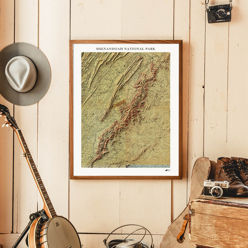 Shenandoah Shaded Relief Map - Muir Way - Relief Series