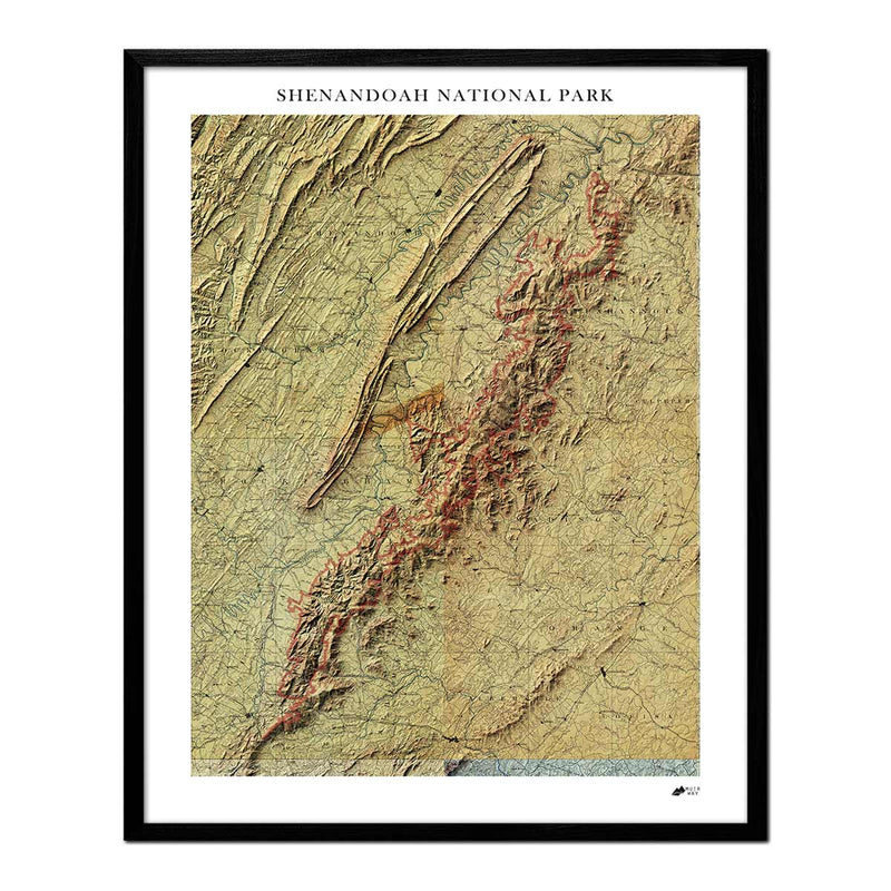 Shenandoah Shaded Relief Map - Muir Way - Relief Series