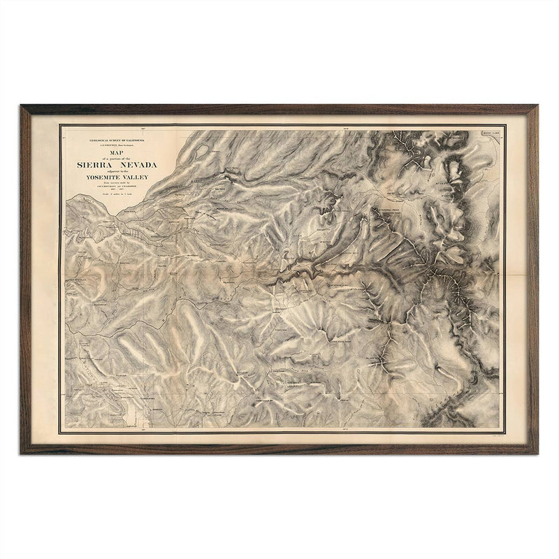 Map of Sierra Nevada, Yosemite 1868 - Muir Way - 