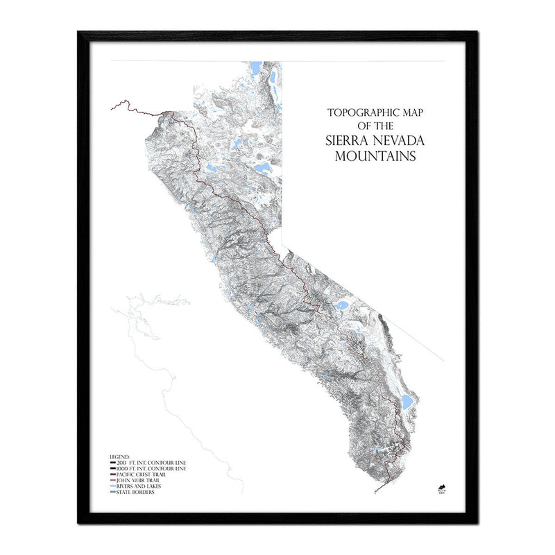 Sierra Nevada Mountains Map - Muir Way - Range Series