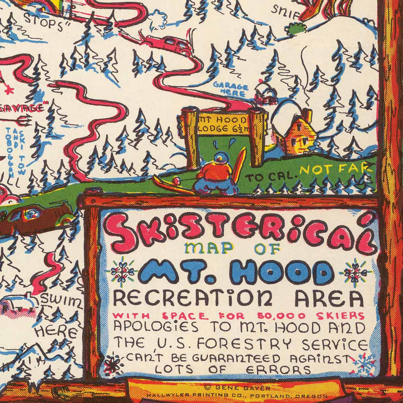 Skisterical Map of Mt Hood Recreational Area 1939 - Muir Way - Vintage Map