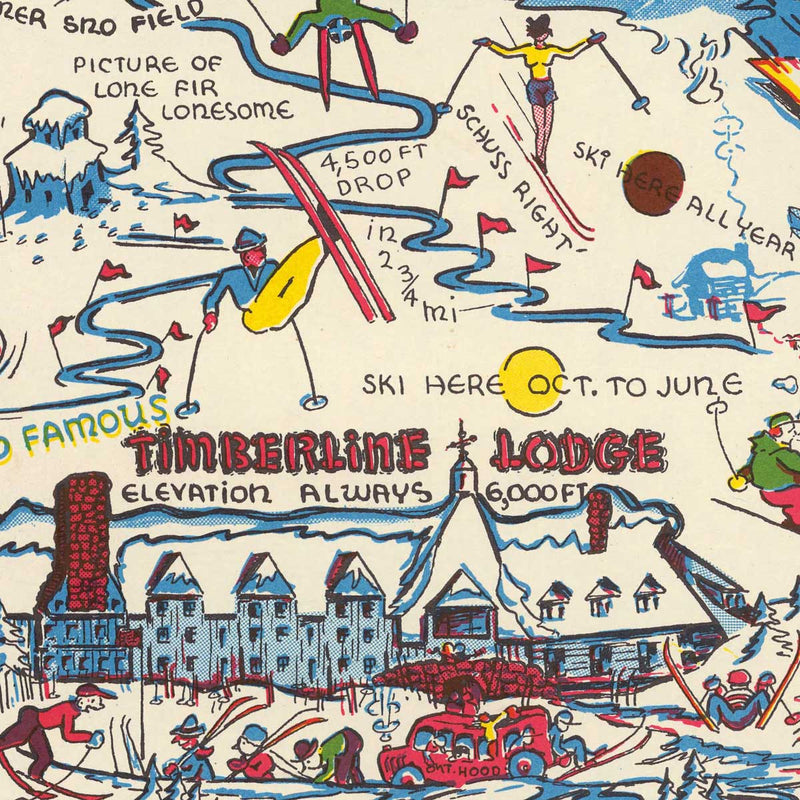 Skisterical Map of Mt Hood Recreational Area 1939 - Muir Way - Vintage Map