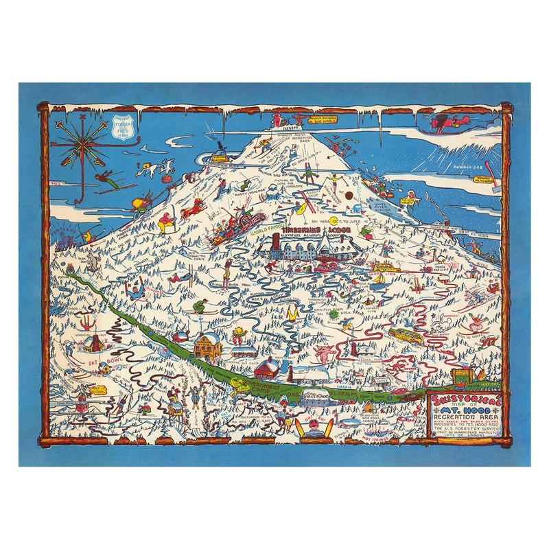 Skisterical Map of Mt Hood Recreational Area 1939 - Muir Way - Vintage Map