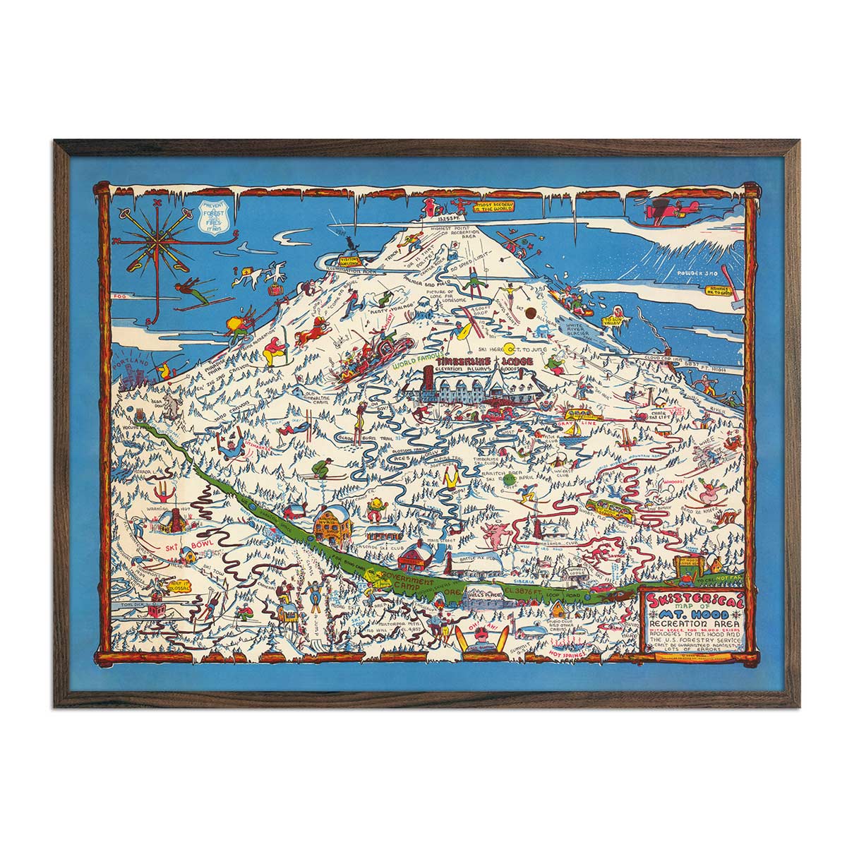 Skisterical Map of Mt Hood Recreational Area 1939