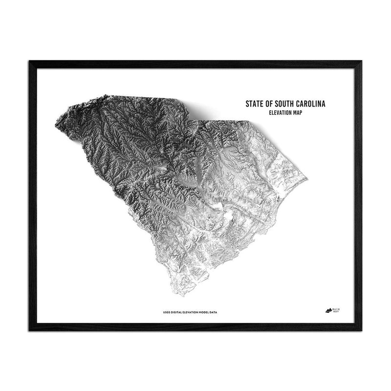 South Carolina Elevation Map - Muir Way - 