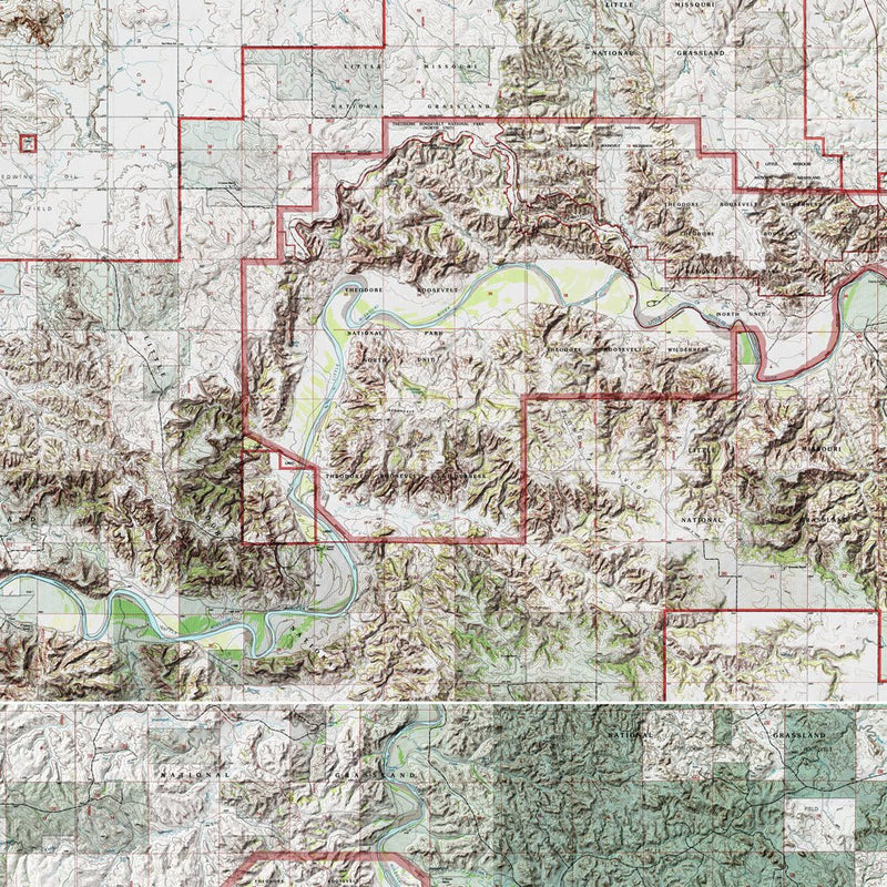Theodore Roosevelt Shaded Relief Map - Muir Way - Relief Series