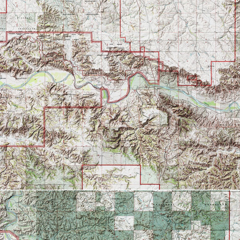 Theodore Roosevelt Shaded Relief Map - Muir Way - Relief Series