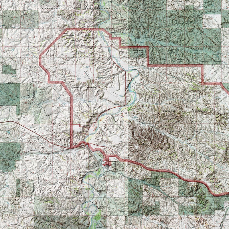 Theodore Roosevelt Shaded Relief Map - Muir Way - Relief Series