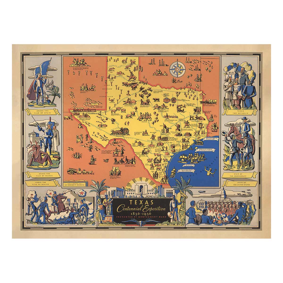1936 Texas Relief Map | Vintage Map with Landmarks & more – Muir Way